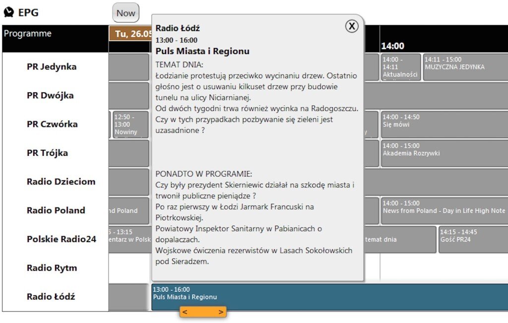 EPG/ramówka w radiu cyfrowym